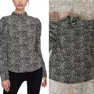 Lucy Paris Mock-Neck Black Blouse Office Wear Business Casual Size Small New